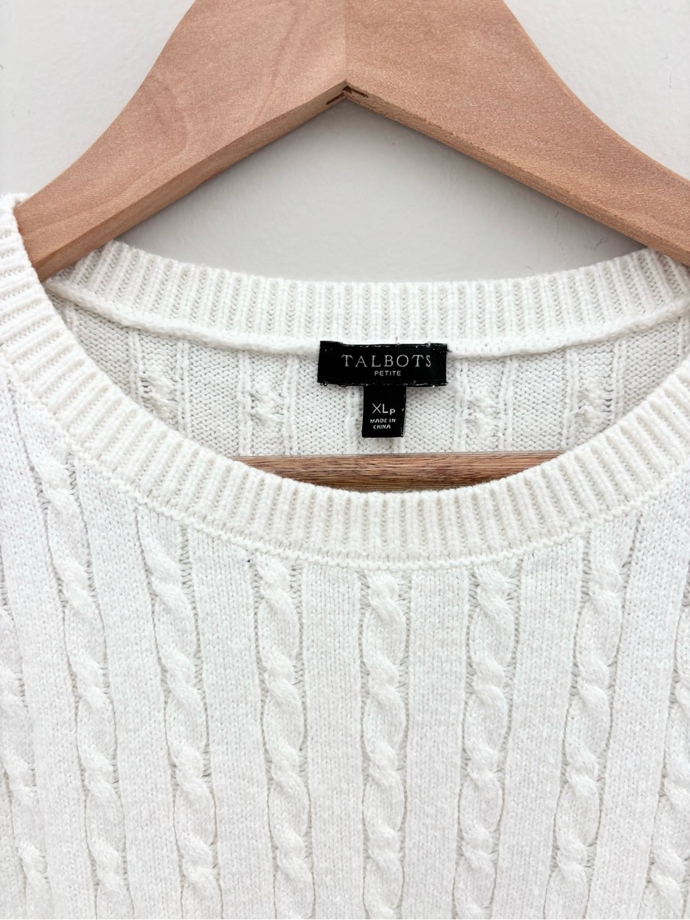 Talbots Petite Cable Knit Sweater | Women's XLP | Ivory | Classic Preppy - Picture 3 of 5